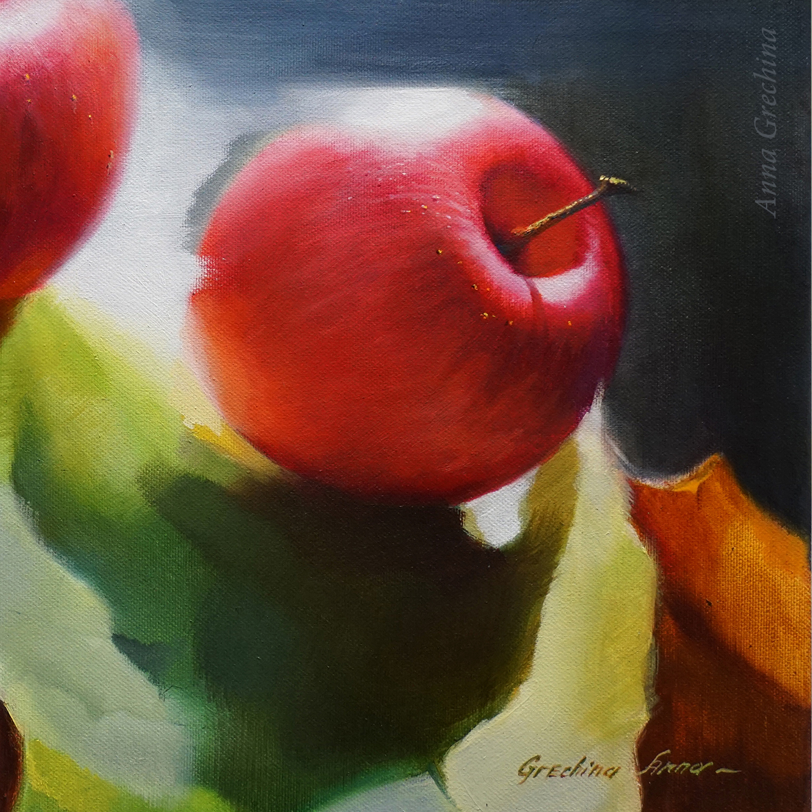 Grechina Anna, painting. Still life with apples " Autumn Rhapsody"