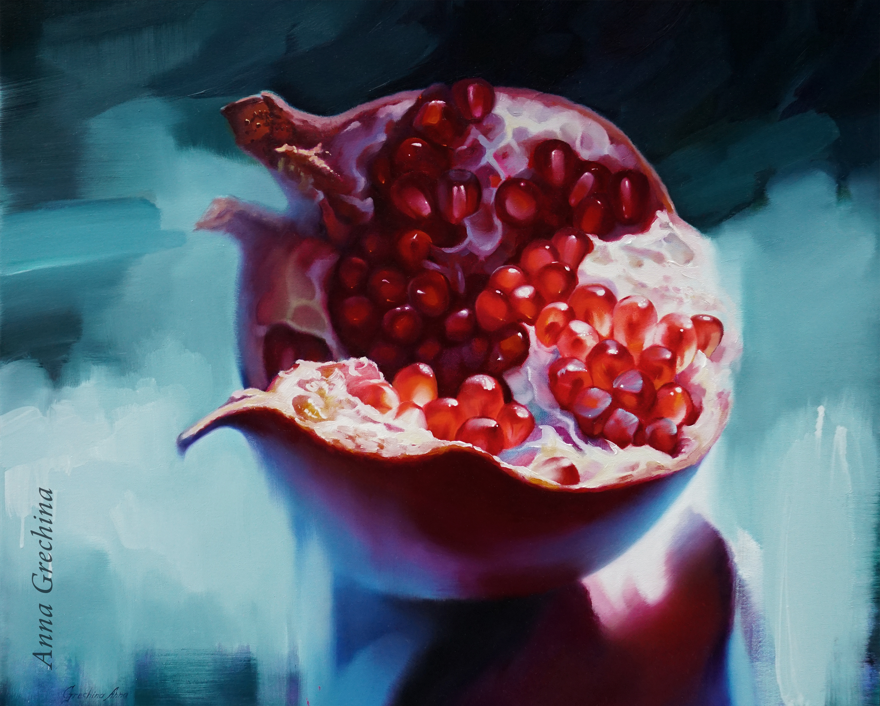 Still life "Pomegranate dreams".  Grechina Anna artist. Painting.