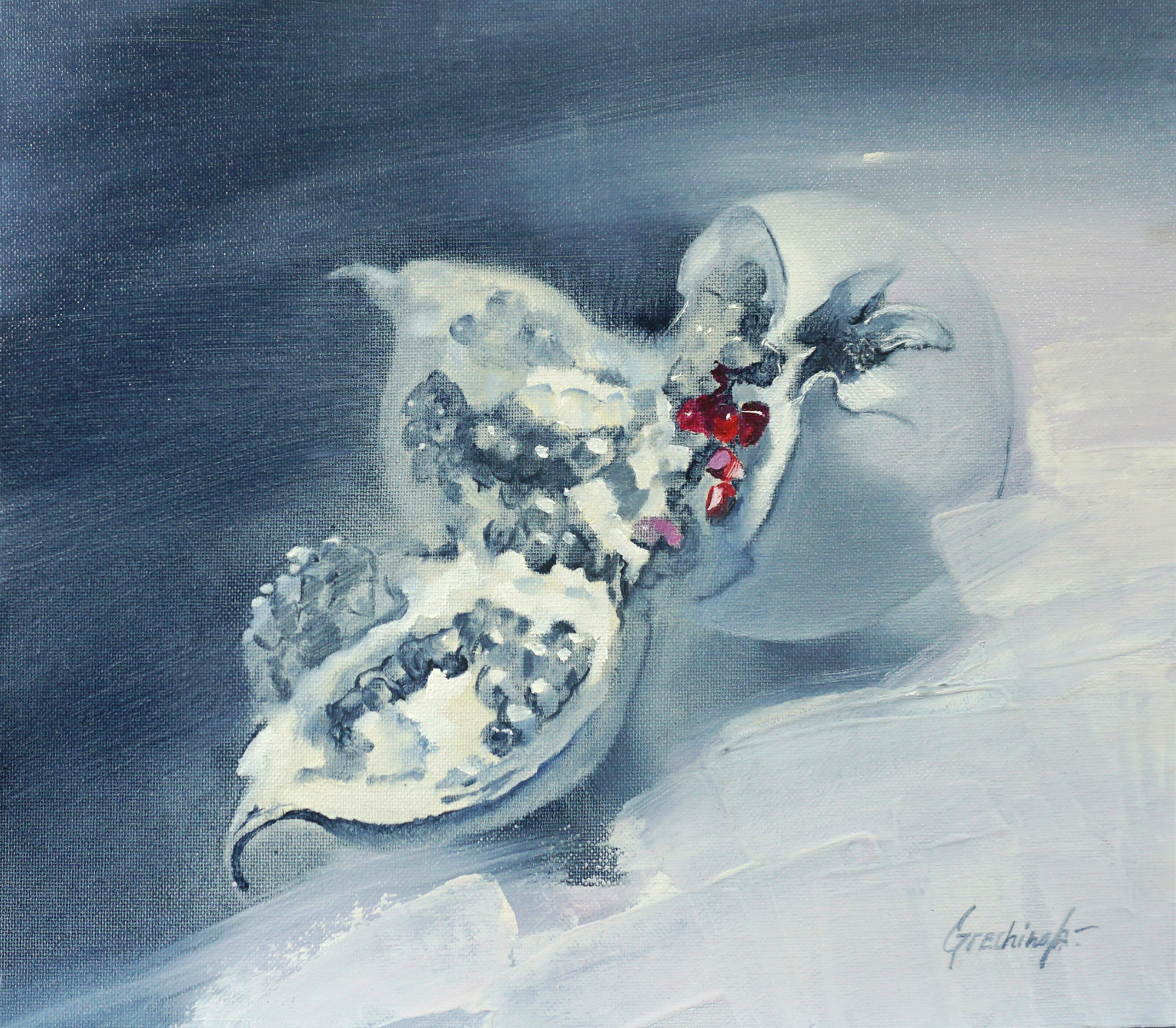 "Pomegranate winter" . Still-life. Artist Anna Grechina, painting.