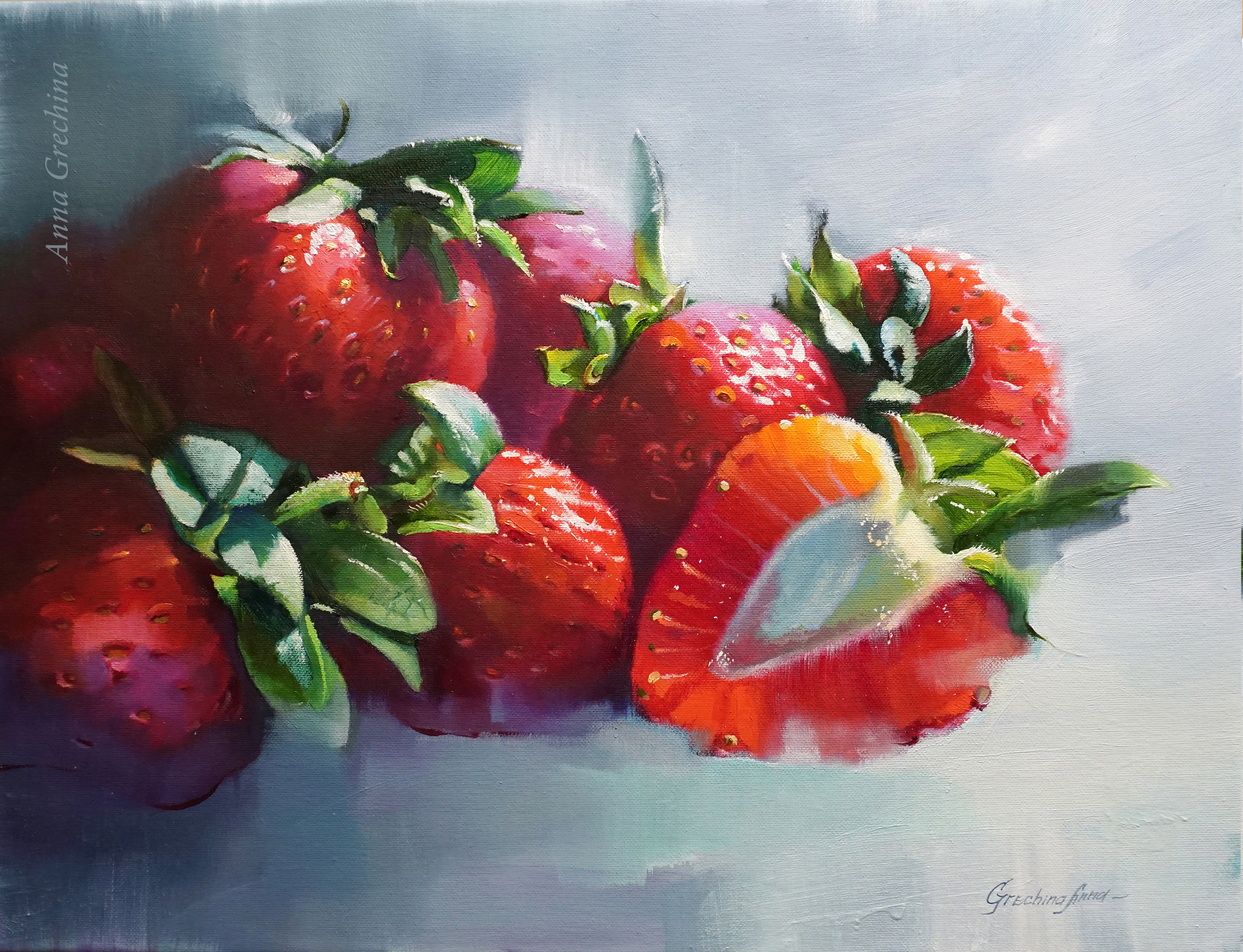 Still life with strawberries "Winter dream". Artist Anna Grechina.