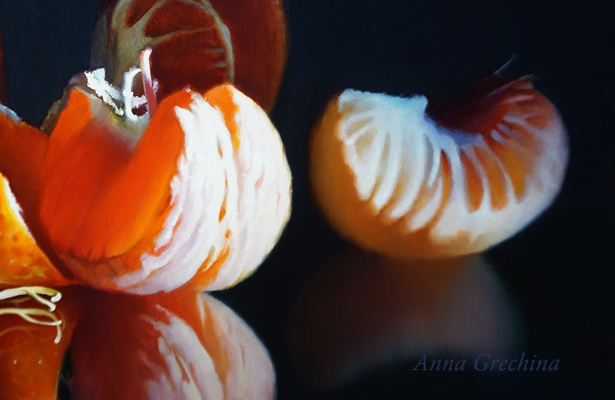 "Mandarins". Still-life. Artist Anna Grechina, painting.