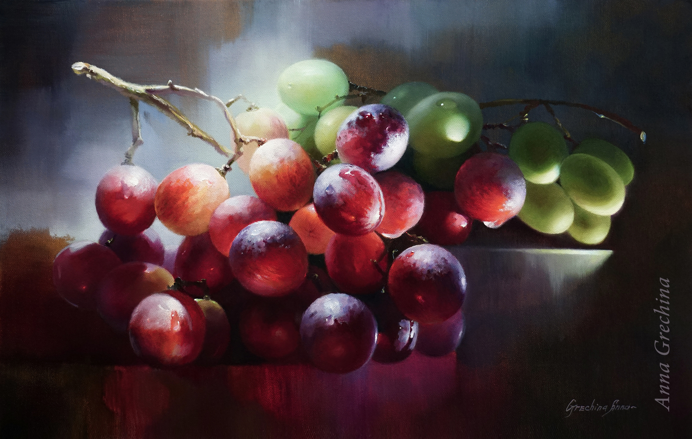 "Honey bunch". Still life with grapes. Grechina Anna painting.