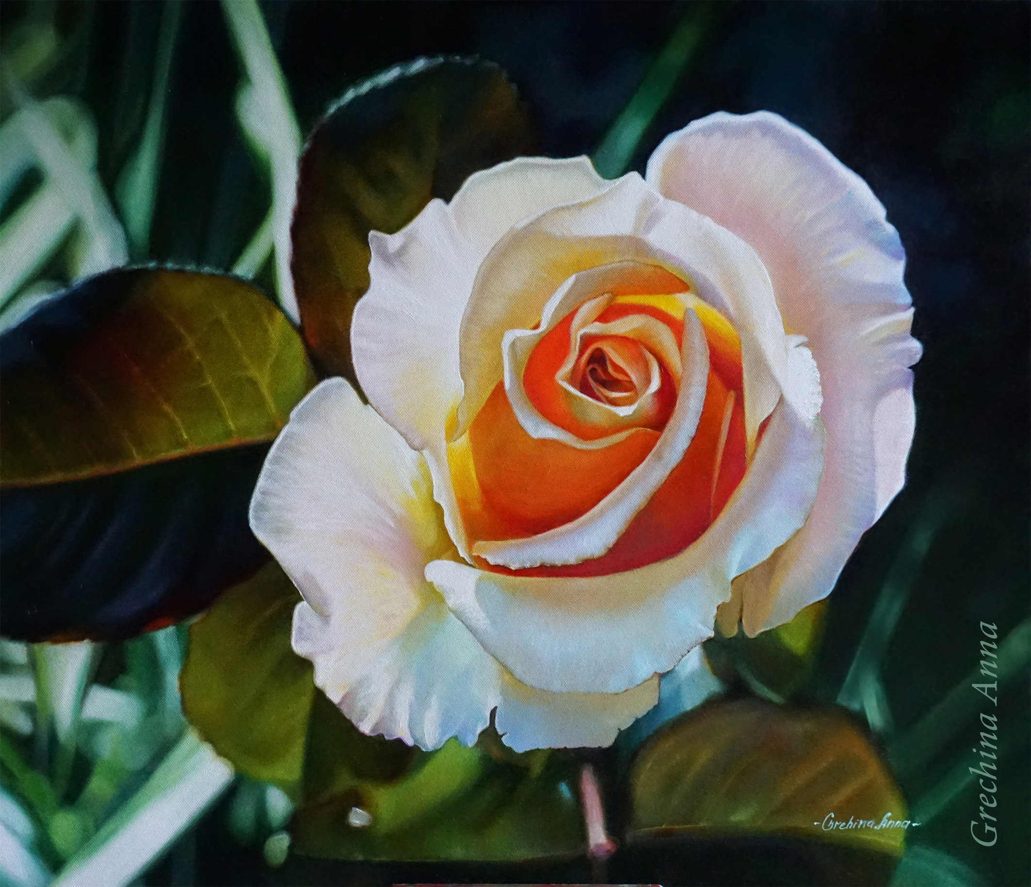 Photorealism in painting. Flowers in the style of "Photorealism", artist Anna Grechina. 