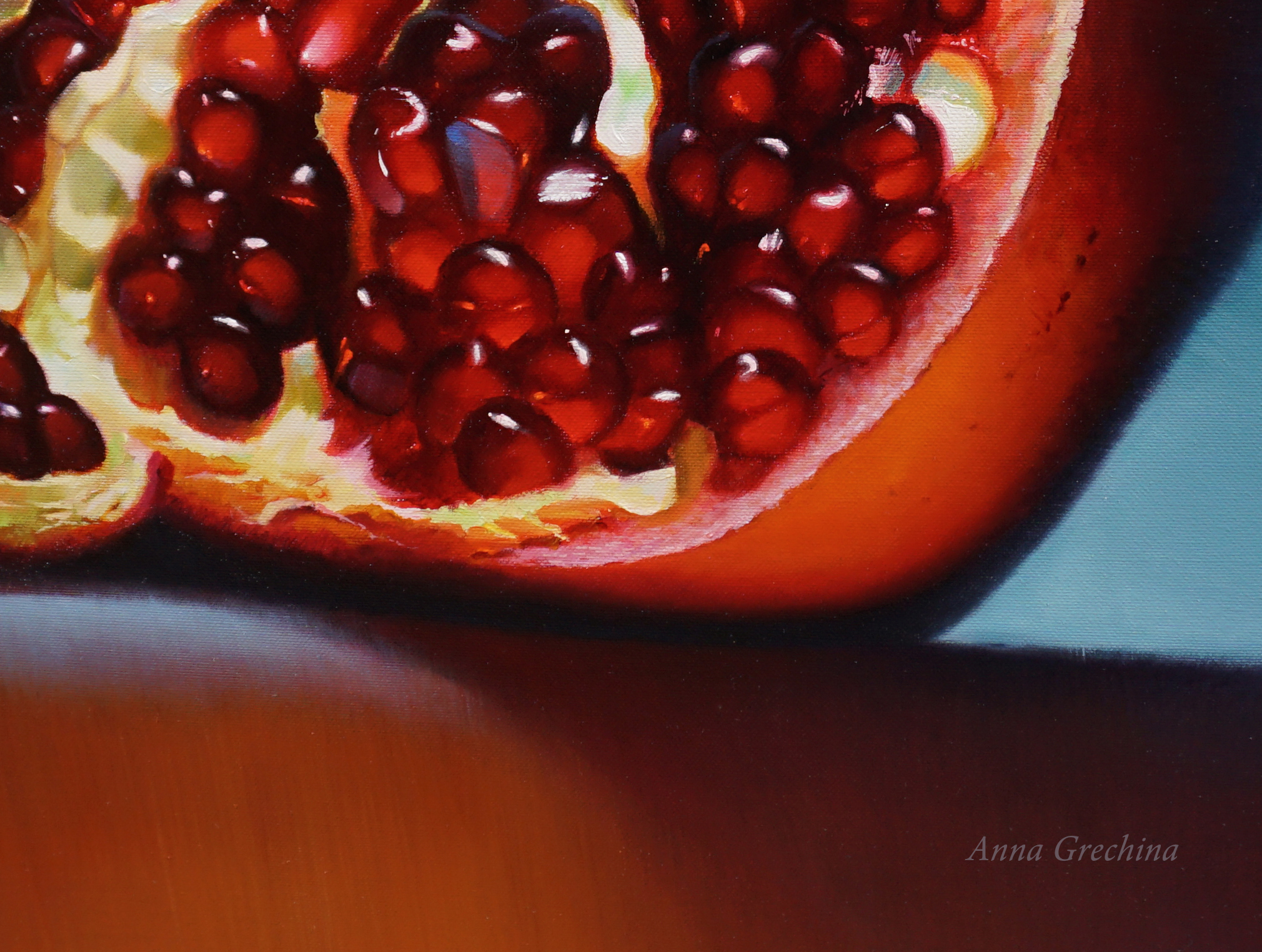 "Pomegranate heart". Hyperrealism, painting. Artist Anna Grechina.