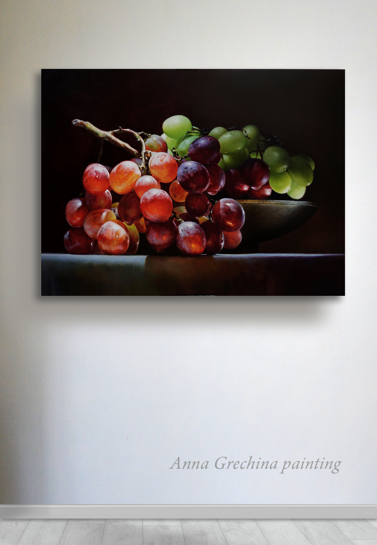 "Grapes and light". Still-life. Grechina Anna artist. Painting.