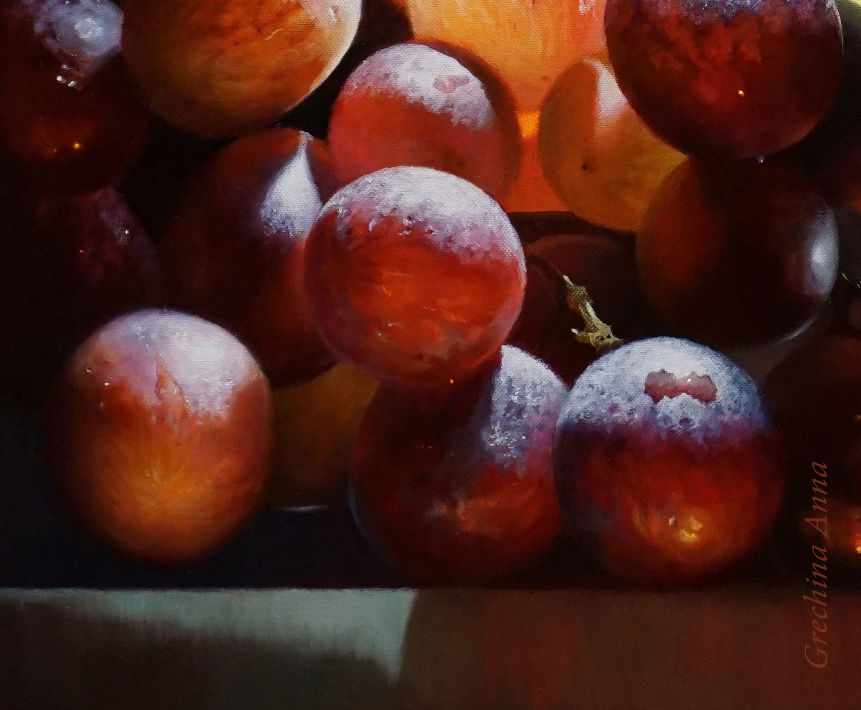 Still life with grapes "Radiance". Artist Anna Grechina. Painting, hyperrealism.